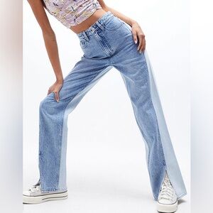 PacSun Eco Two-Tone Paneled Split Boyfriend Jeans